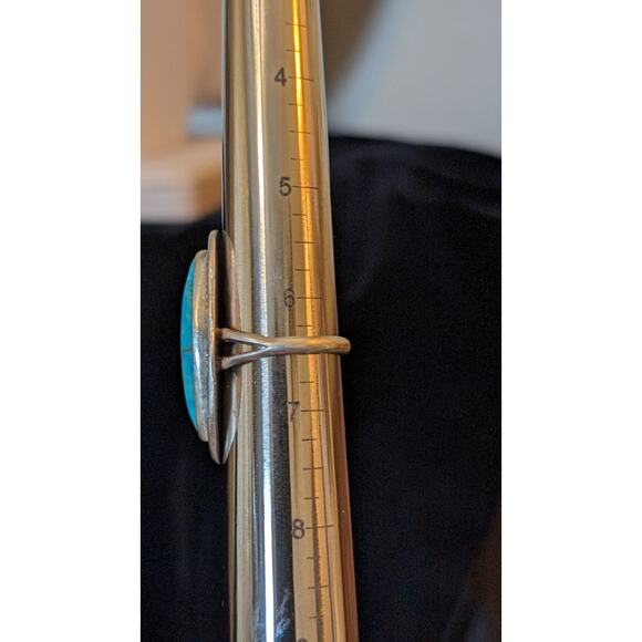 Vintage Navajo Elongated Turquoise Ring Size 6.5 Native American - Picture 9 of 10